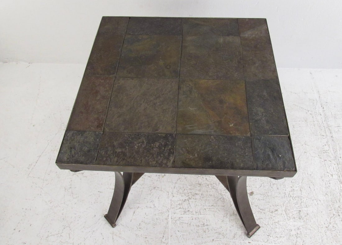 Slate Stone Top Metal Side Table - 5