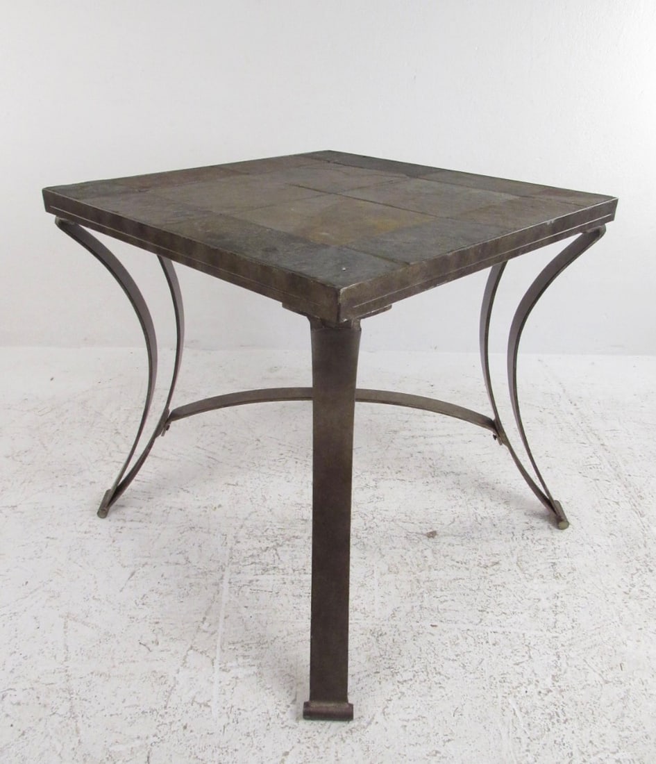Slate Stone Top Metal Side Table - 6