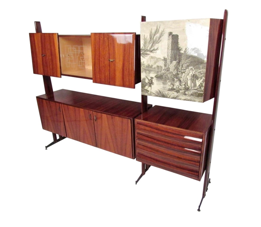 Italian Mid-Century Macassar Wood Wall Unit by Vittorio Dassi (1 of 9)
