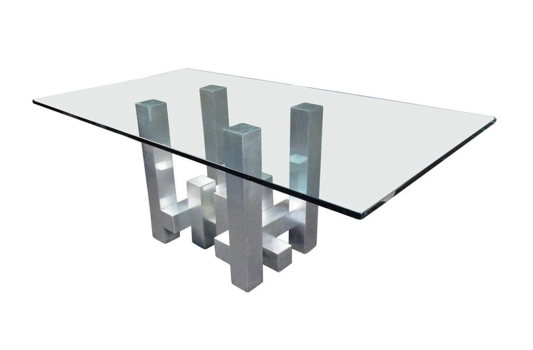 Modern Glass and Metal Table in the Style of Paul Evans (1 of 9)