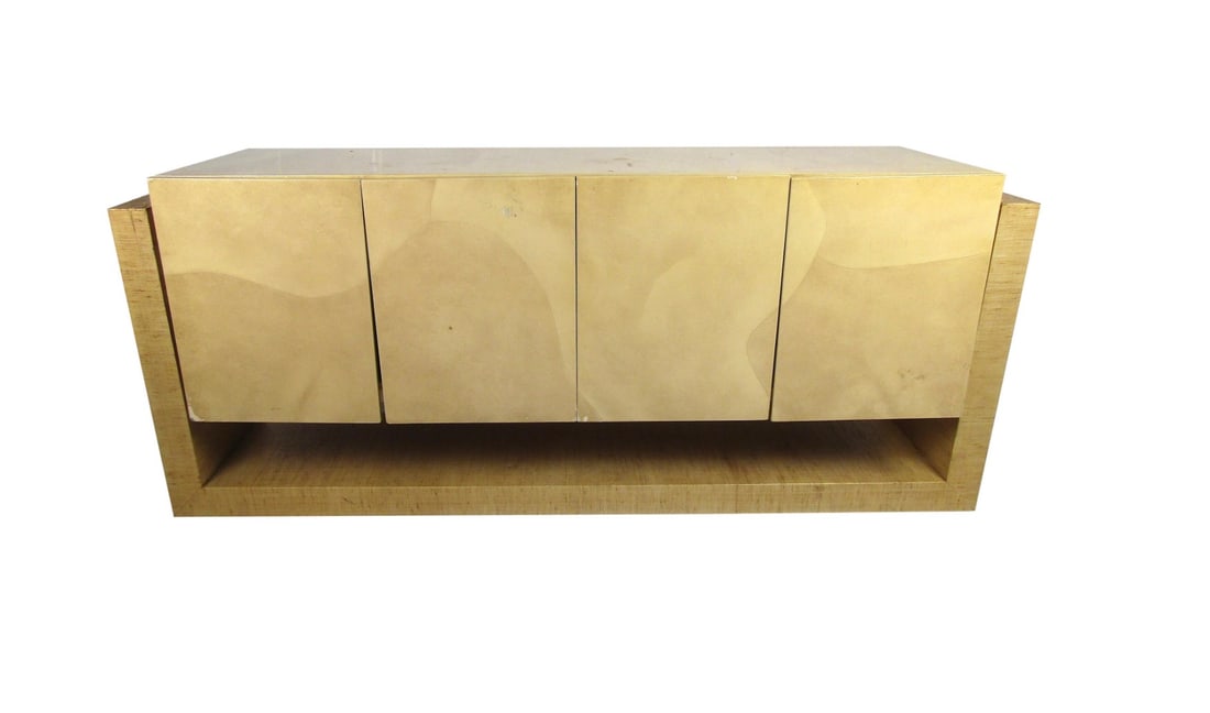 Mid-Century Modern Floating Karl Springer Style Lacquered Goatskin Credenza (1 of 12)