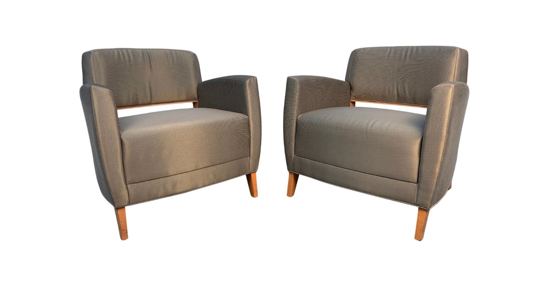 Pair Of Sleek Modern Lounge Chairs By Bernhardt (1 of 15)