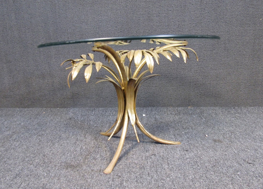 Gold Leaf Palm Tree Side Table - 5