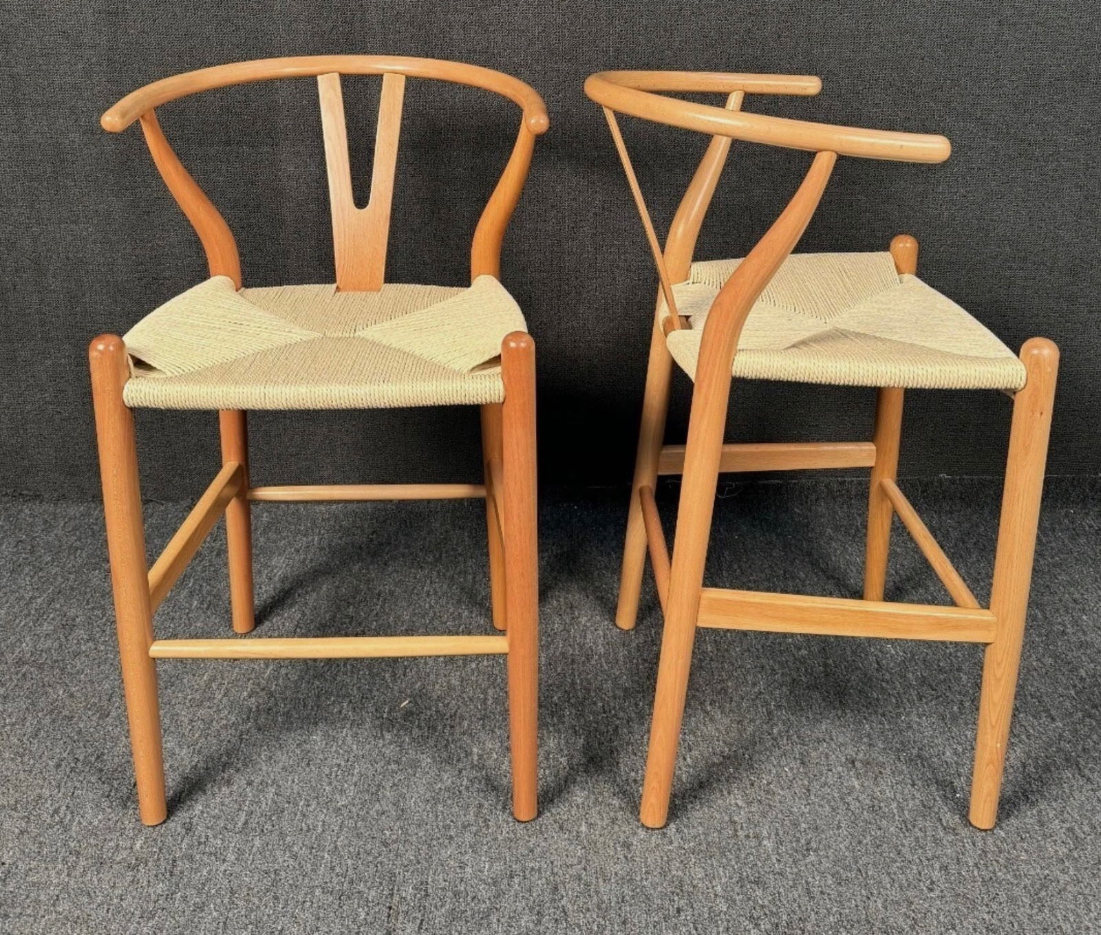 Vintage Style Wishbone Bar Stools - 5