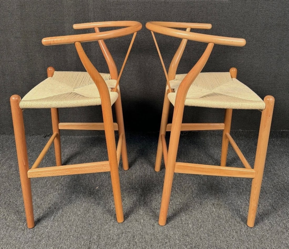 Vintage Style Wishbone Bar Stools - 6