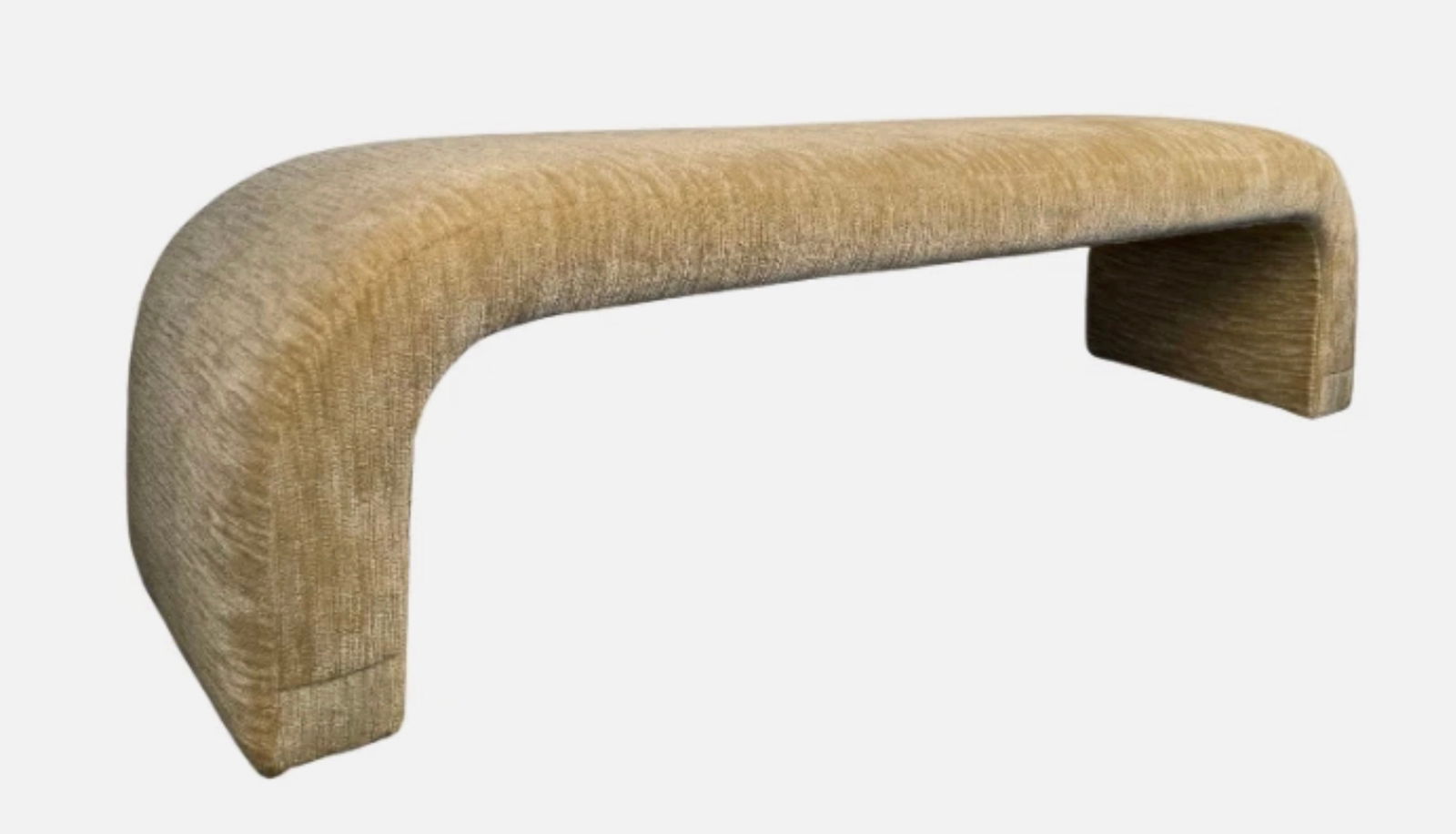 Mid-Century Modern Upholstered Waterfall Bench: This upholstered Mid-Century Modern waterfall bench is a stunning blend of sleek design and comfort. Featuring the signature clean lines and minimalist silhouette of the era, the bench’s gently