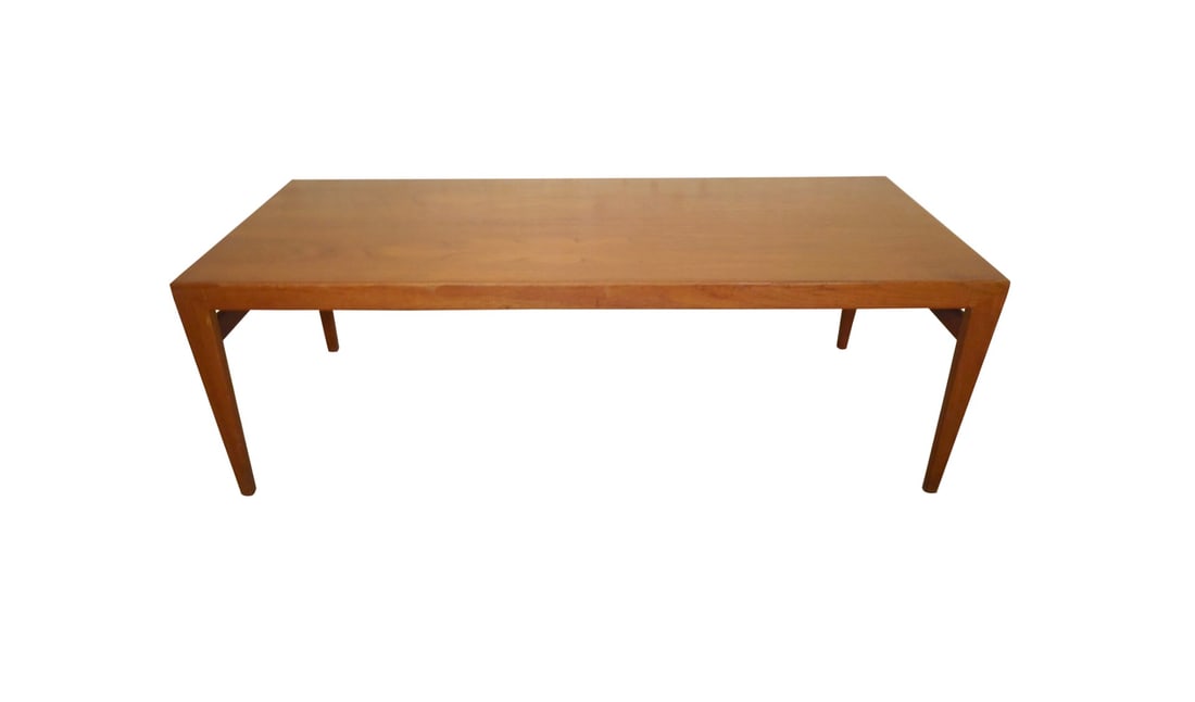 Mid-Century Modern Teak Coffee Table, Extending Leaves, Denmark, 1960s: Mid-Century Modern teak table with extending leaves. In addition to the great modern style, tapered legs and teak grain, the draw leaf feature allows for additional table space. One leaf is teak, the
