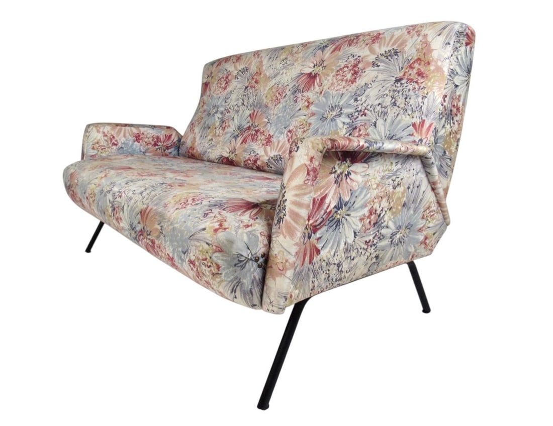 Italian Mid-Century Curved Arm Loveseat Sofa (1 of 9)