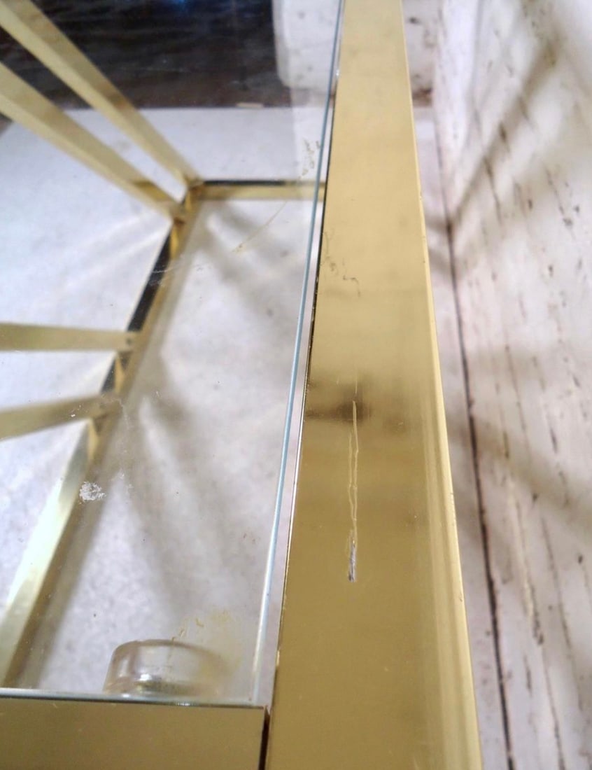 Geometric Zig-Zag Brass Console w/ Glass - 4