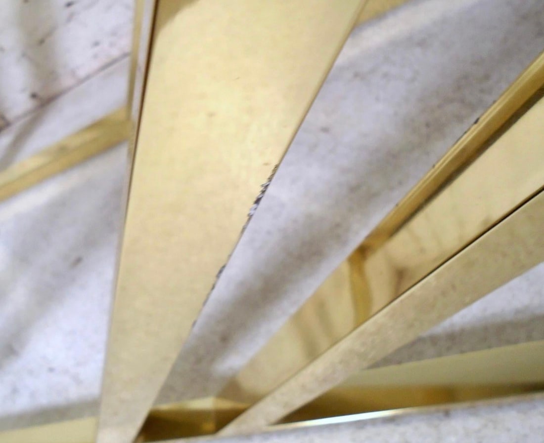 Geometric Zig-Zag Brass Console w/ Glass - 6