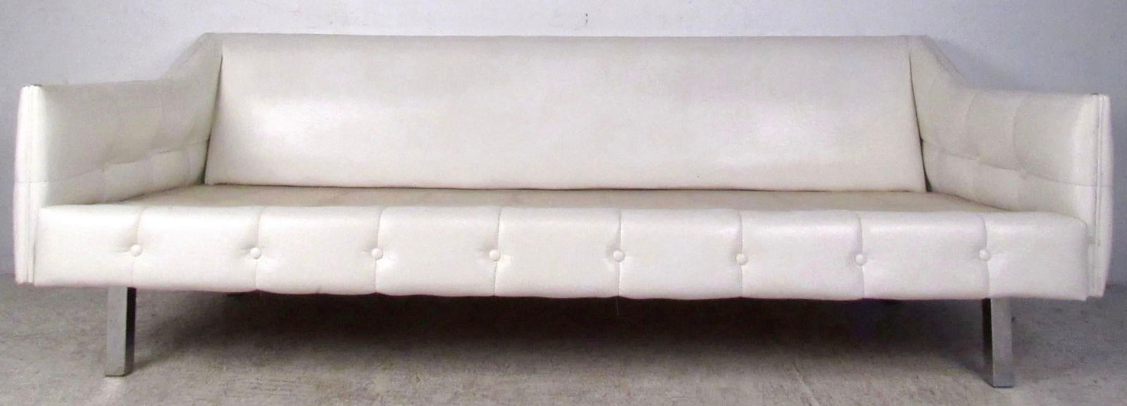 Fully Tufted White Three Seat Sofa - 3