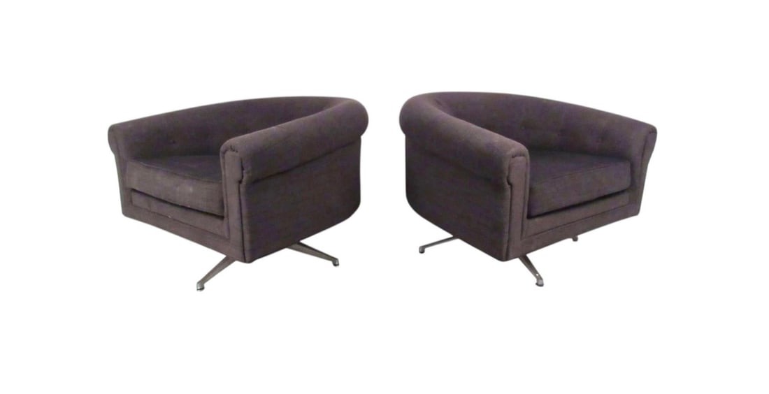 Pair of Mid-Century Barrel Back Swivel Lounge Chairs by Selig (1 of 9)