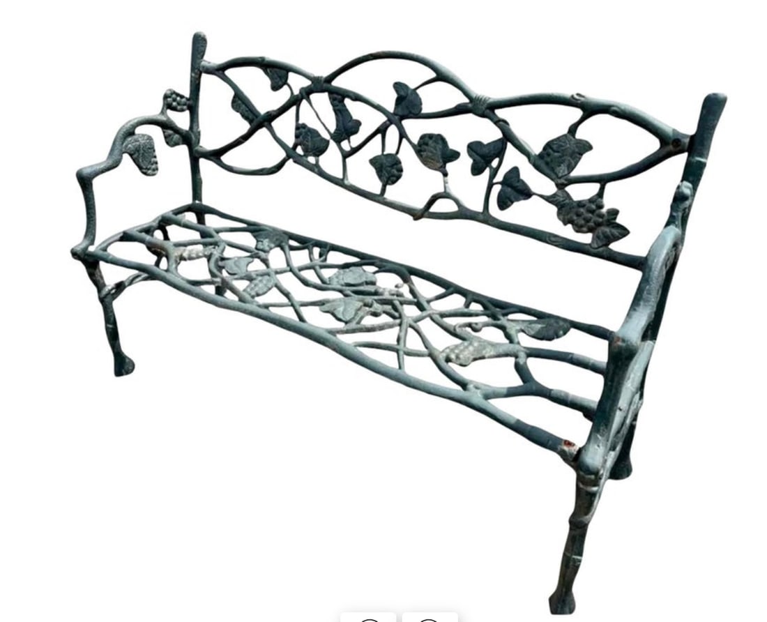Cast Iron Garden Bench with Floral and Root Designs (1 of 7)