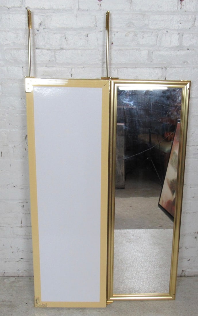 Three-Panel Double Sided Mirror with Brass Frame - 3