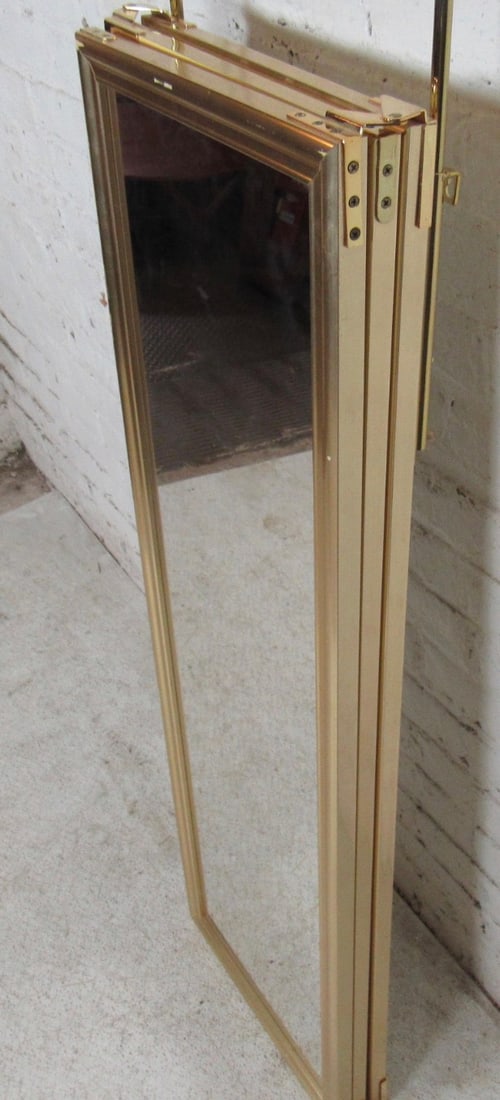 Three-Panel Double Sided Mirror with Brass Frame - 6