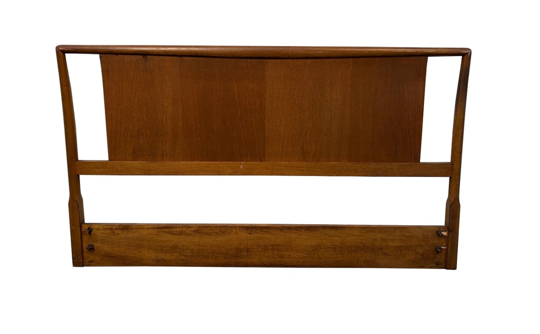 Mid-Century Full Size Walnut Headboard by Widdicomb: Transform your bedroom with this Mid-Century Modern Walnut Headboard by Widdicomb, a striking example of timeless design and exceptional craftsmanship. Featuring rich, warm walnut veneer and clean, ho