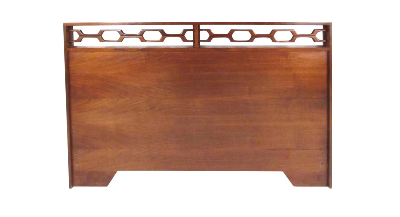 Mid-Century Modern Full Size Walnut Headboard: Full size headboard in American walnut, circa 1970s. // PICKUP LOCATION: WALL, NJ // Condition: Good. Wear consistent with age and use. Minor fading. Light wear/scratches from normal use. // Dimension