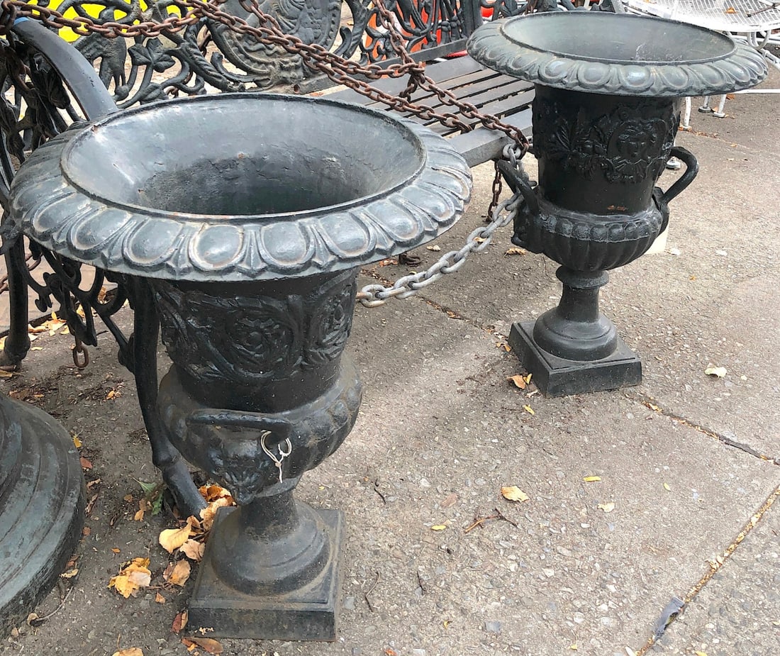 Cast Iron Garden Urns - 4