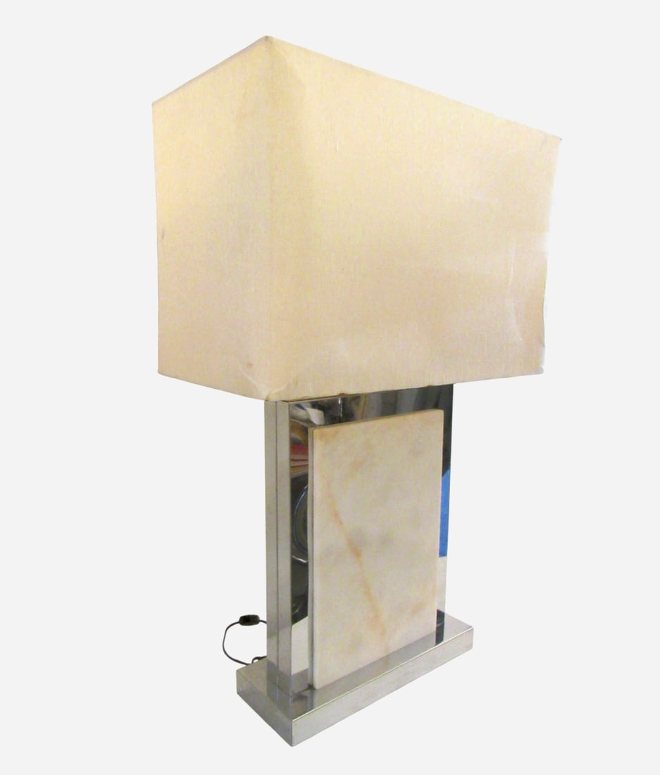Mid-Century Modern Table Lamp in Chrome and Marble (1 of 11)