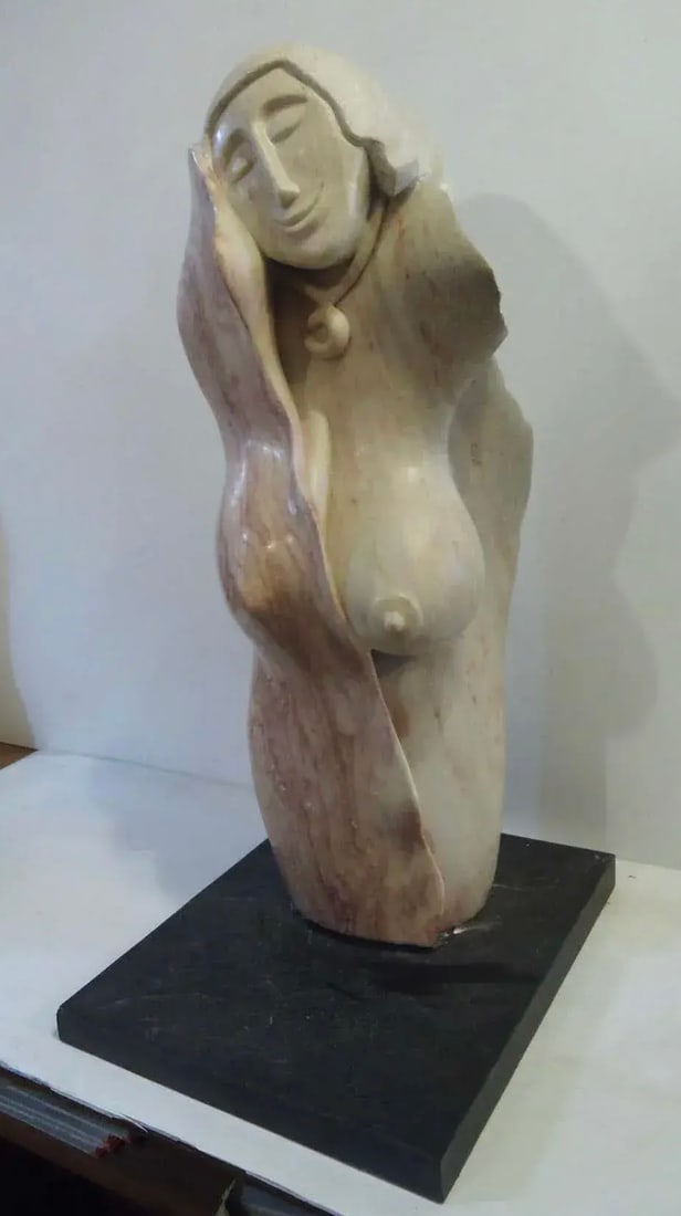 Signedd Female Marble Sculpture - 2