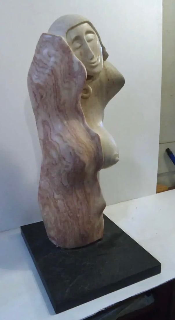 Signedd Female Marble Sculpture - 8