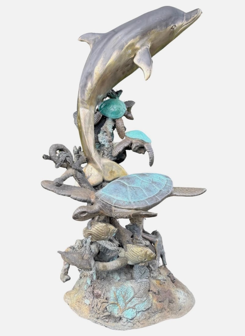 Magnificent Nautical Bronze Fountain Statue: Command attention with this stunning nautical bronze fountain statue, a true centerpiece that captures the majesty of the sea in timeless bronze. Expertly cast and richly detailed. Ideal for coastal