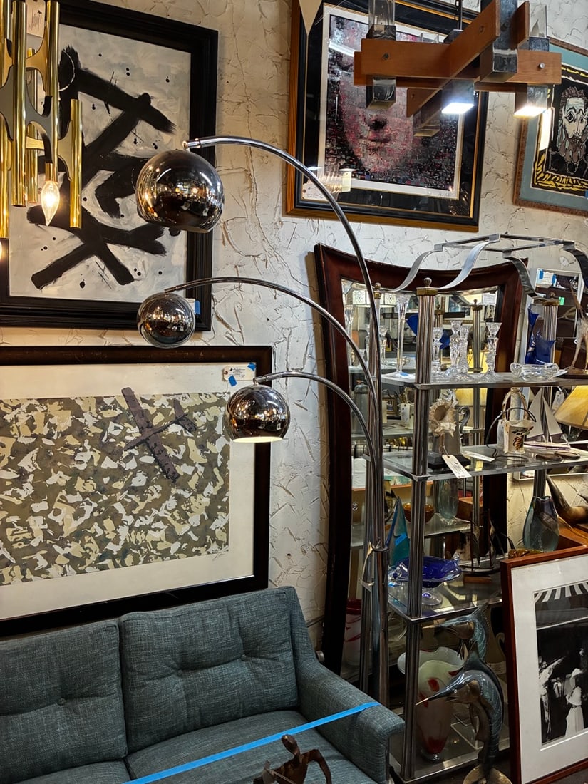 1970s Italian Reggiani-style Chrome Lamp: A three-armed Italian chrome lamp from an Italian manufacturer. Has a large, sturdy marble base. The lamp is simply gorgeous and deserves a like-minded home. // PICKUP LOCATION: BROOKLYN, NY //