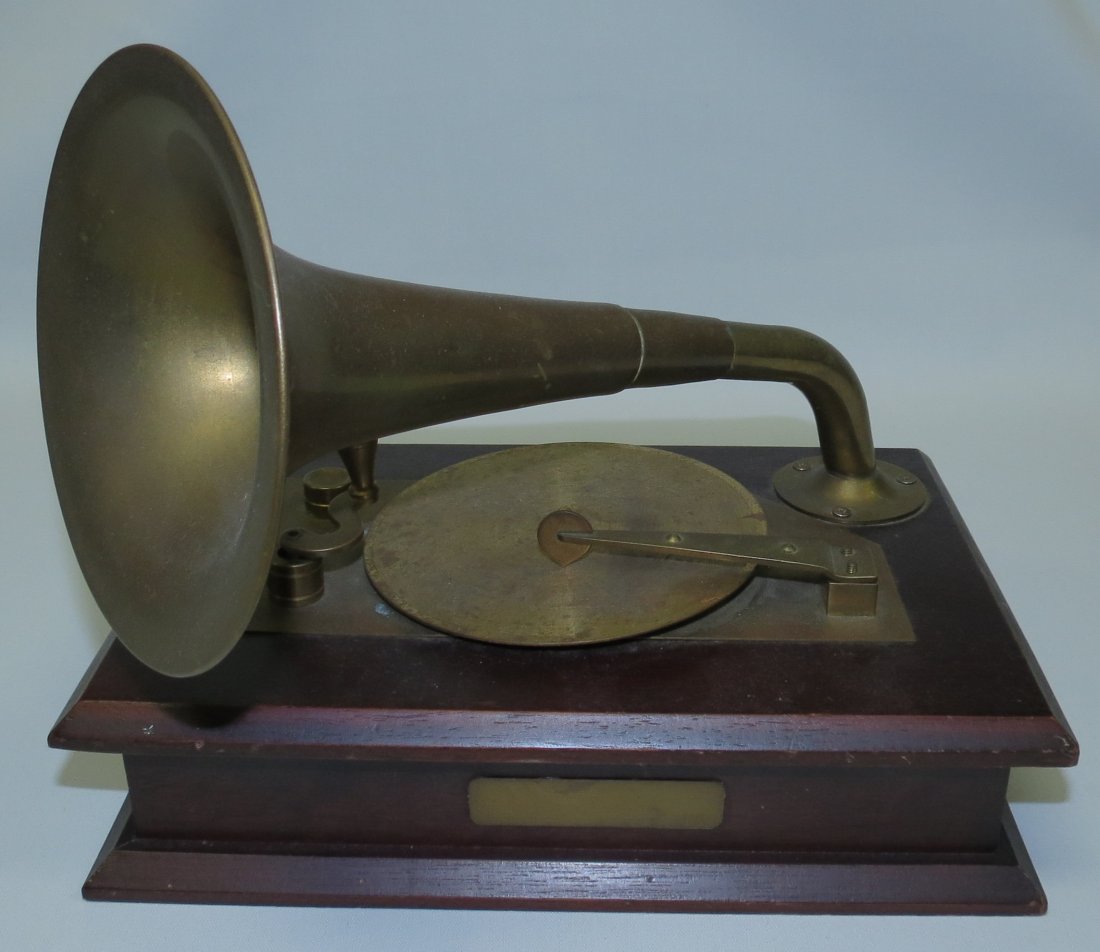 Music Box Phonograph Shaped ,Swiss.: H-9" W-10" d-7" Est. Shipping =$ 30 to USA