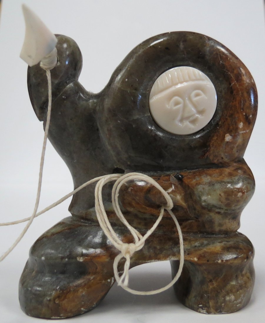 Eskimo Inuit Sculpture - Stone H: 3" W: 3": Est Shipping to USA. $ 12.00