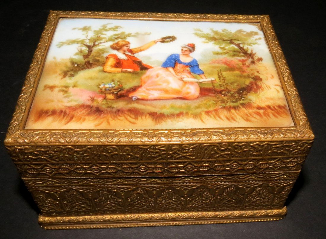 Enamel Vienna Jewelry Box H: 2" W: 4" D: 3" (1 of 5)