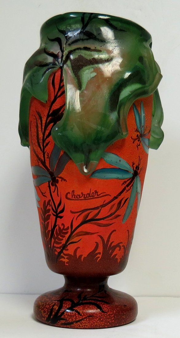 Charder Very Rare Enameled Glass H-13": Est Shipping to USA =$ 60