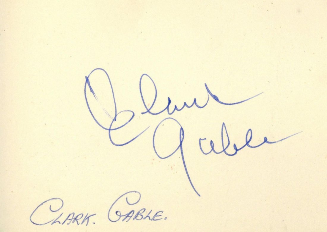 COL An autograph album, c. 1960s, overall size 11 x 14: COL An autograph album, c. 1960s, overall size 11 x 14.5cm, including signatures of Diana Dors, Peggy Cummins, Ian Hunter, Gene Kelly, William Holden, Clark Gable. Piece of card bearing signature of H
