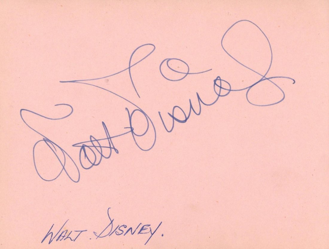 COL An interesting autograph album, approx. 10 x12cm,: COL An interesting autograph album, approx. 10 x12cm, c.1960s, original cloth. Signatures include: Vivien Leigh, Laurence Olivier, Danny Kaye, Deborah Kerr, Errol Flynn, Walt Disney (the latter two si