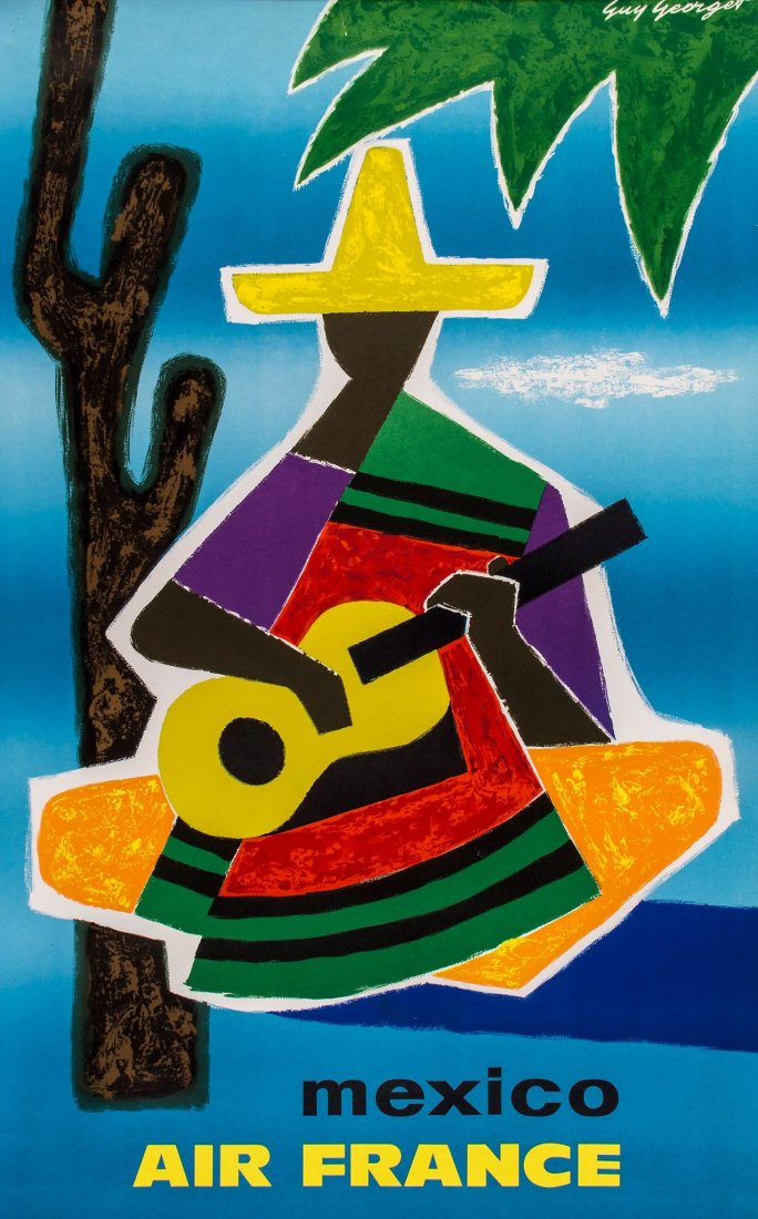 GEORGET, Guy (1911-1992) - AIR FRANCE, MEXICO: lithographic poster in colours, 1959, printed by S.A, Coubet, Paris cond B+, not backed 39 x 24ins. (99 x 61cm.)