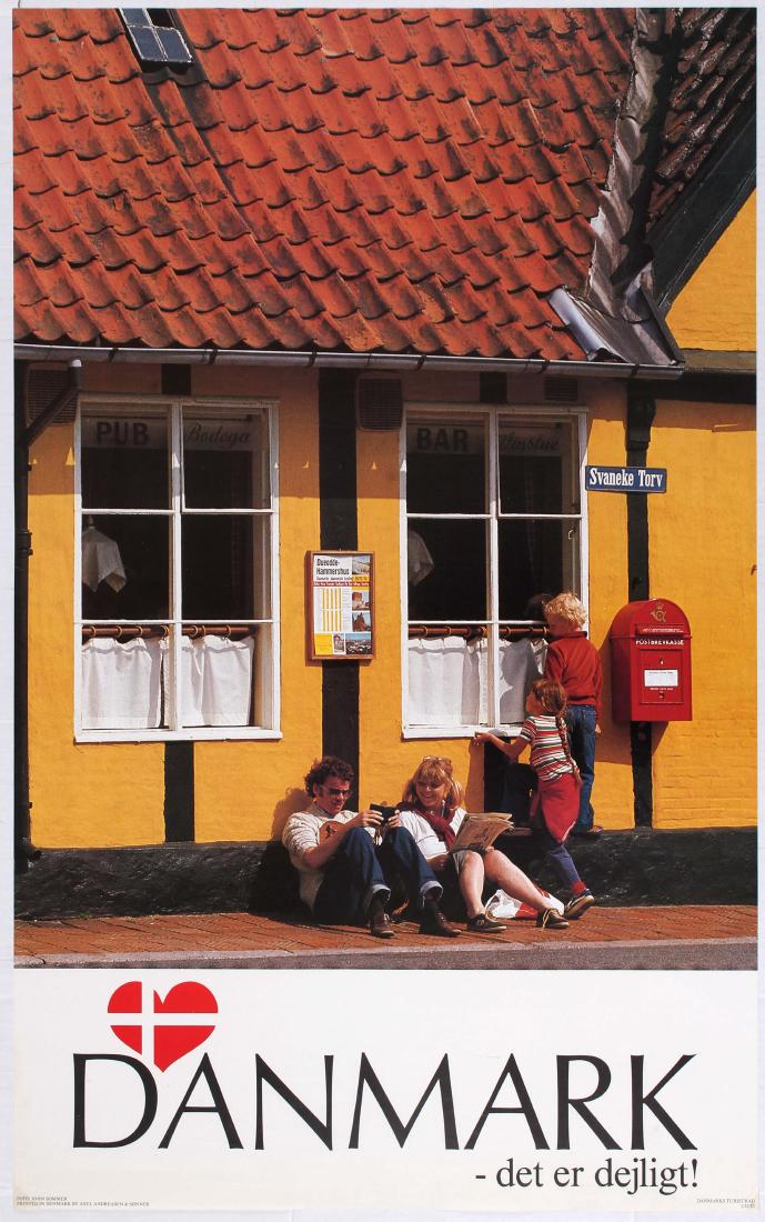 Travel Poster Denmark It's great!: Travel Poster - Denmark - It's great! Country: Denmark. Year: 1985. Artist: John Sommer (Photographer). Size (cm):100x62 Very good condition, small cut in bottom right corner, faint creases in bottom