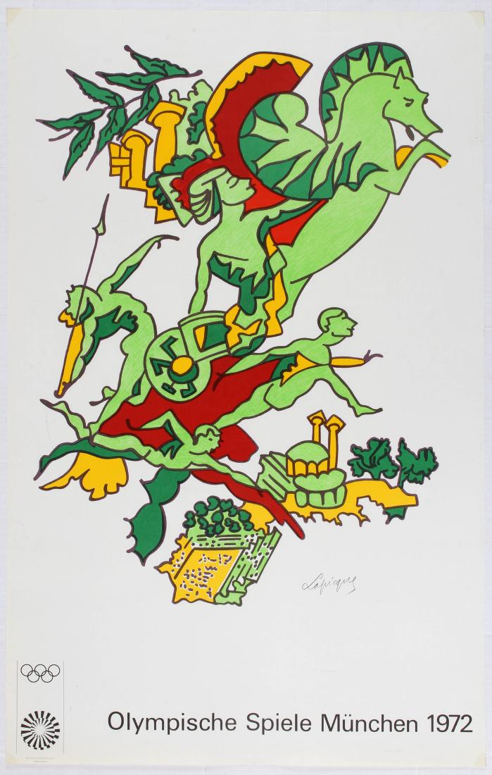Sport Poster 1972 Munich Olympic Games Charles Lapicque: Sport Poster - 1972 Munich Olympic Games - Charles Lapicque Poster Country: Germany. Year: 1972. Artist: Charles Lapicque. Size (cm): 101x64. Edition Olympia 1972. GmbH. Very good condition, small tea
