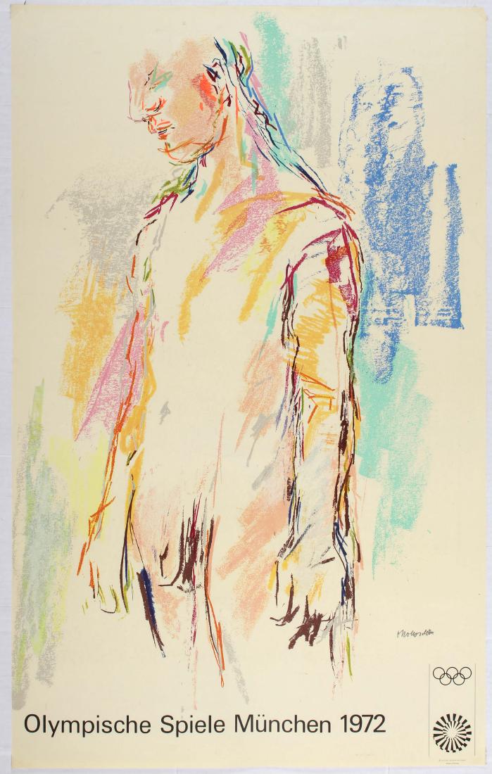 Sport Poster 1972 Munich Olympic Games Oscar Kokoschka: Sport Poster - 1972 Munich Olympic Games - Oscar Kokoschka Poster Country: Germany. Year: 1970. Artist: Oscar Kokoschka. Size (cm): 101x64. Edition Olympia 1972. GmbH. Very good condition, small tear 