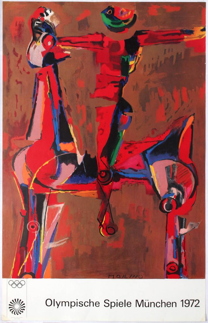 Sport Poster 1972 Munich Olympic Games Marini Marino: Sport Poster - 1972 Munich Olympic Games - Marini Marino Poster Country: Germany. Year: 1972. Artist: Marini Marino. Size (cm): 101x64. Edition Olympia 1972. GmbH. Good condition, fold line, small tea