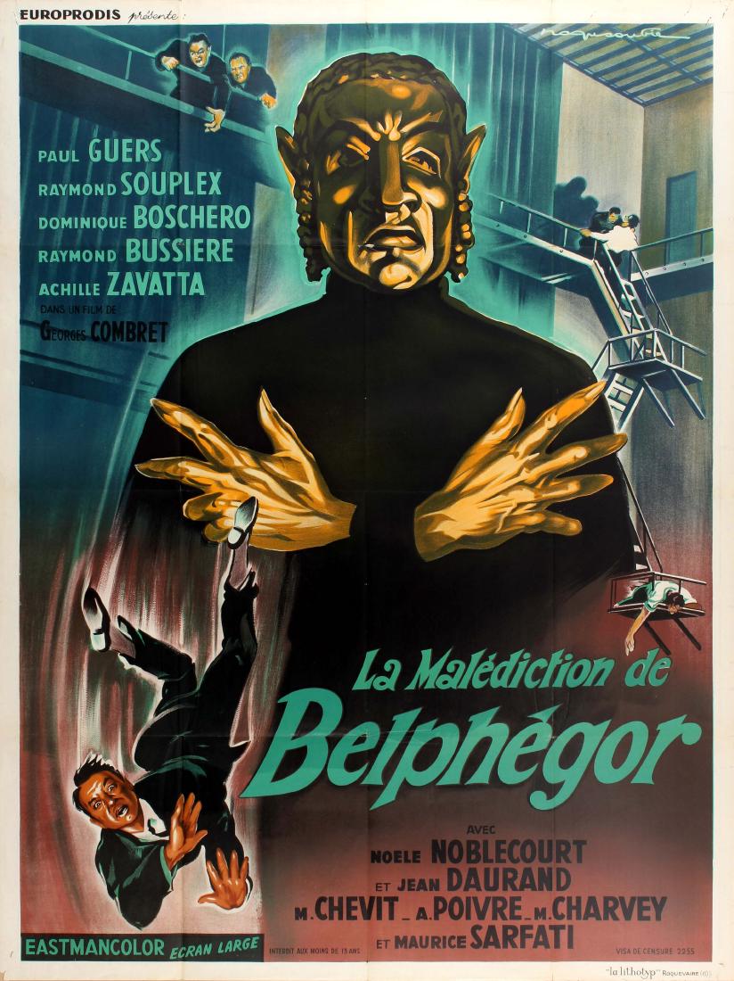 Movie Poster The Curse of Belphegor Horror: Original vintage movie poster for a French-Italian horror film La Malediction de Belphegor / The Curse of Belphegor directed by Georges Combret and starring Paul Guers, Raymond Souplex, Dominique Bosc