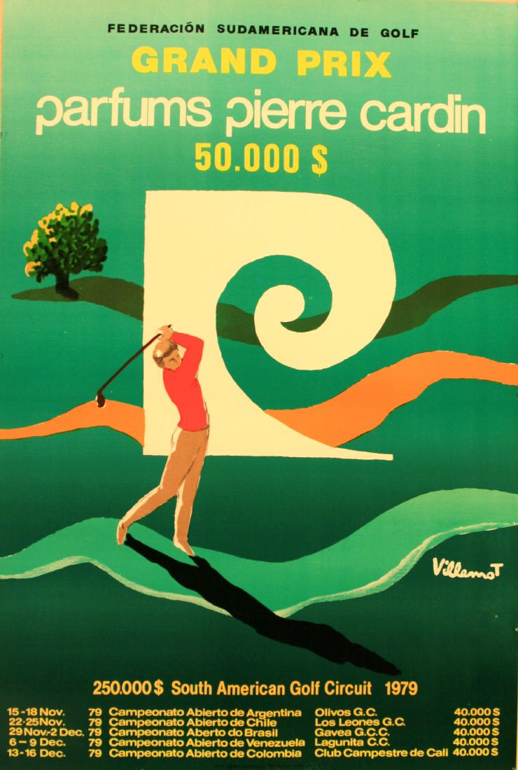 Sport Poster South American Golf: Sport Posters South American Golf. Original vintage sport poster for South American Golf Grand Prix 1979. Designed by Villemot (1911-1989). Excellent condition.. Country: France. Year: 1979. Author: V