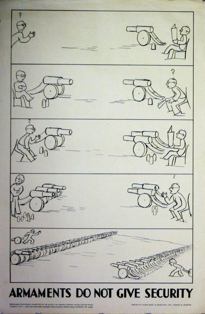 Propaganda Poster Pacifism Armaments Do Not Give: Propaganda Posters Pacifism Armaments Do Not Give Security. Original vintage poster: Pacifism - armaments do not give security, issued by the Peace Committee of the Society of Friends, Friend's House,