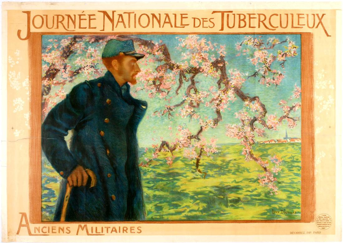 War Propaganda WWI Poster National Military: Original vintage propaganda poster National Military Tuberculosis Day (JournÃ©e Nationale des Tuberculeux anciens militaires). Fair condition, tears and creases on margins, tears on the image, big t
