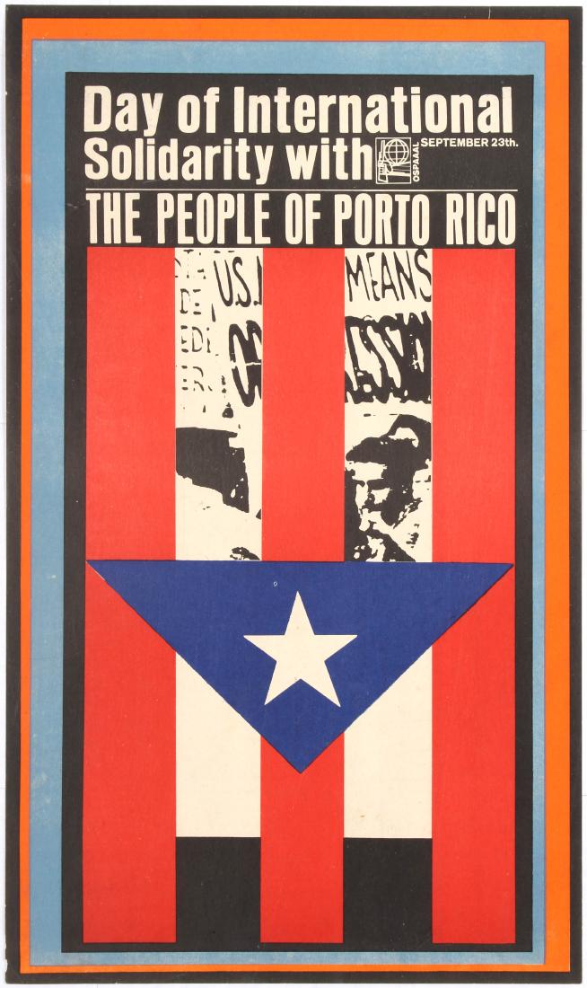 Cuba Propaganda Poster OSPAAAL People of Puerto Rico: Original vintage Cuban propaganda poster Solidarity with the People of Puerto Rico September 23th (Journee de Solidarite Internationale Porto Rico) published by the Organisation of Solidarity with the