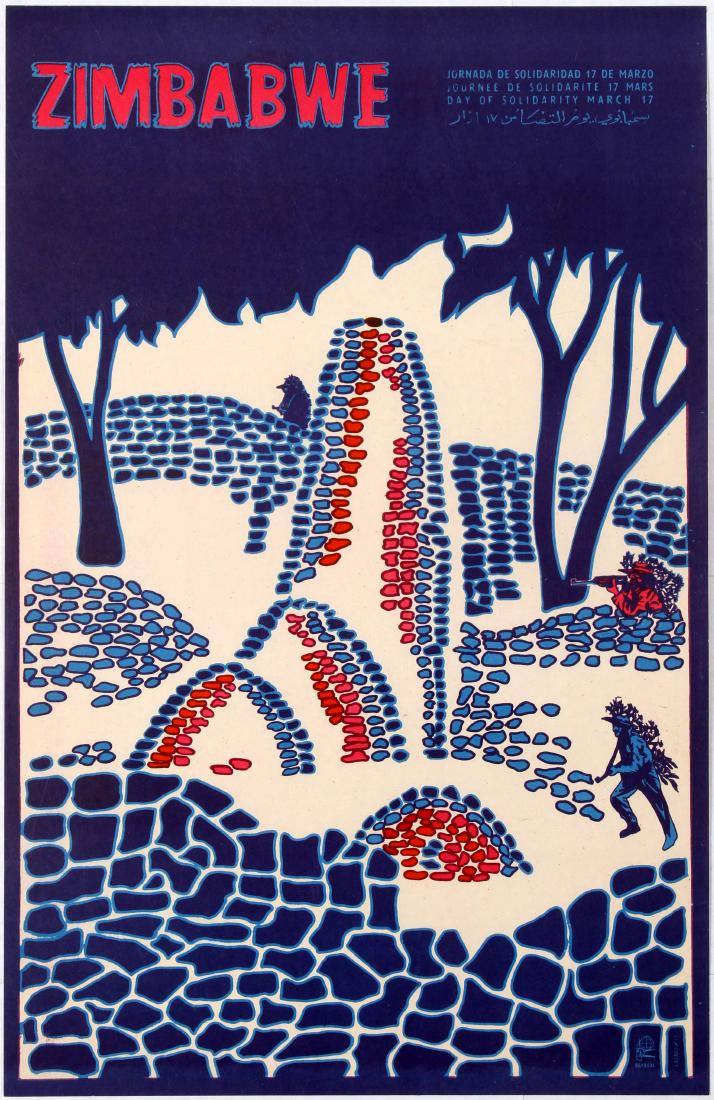 Cuba Propaganda poster OSPAAAL Zimbabwe Lazaro: Original vintage propaganda poster Zimbabwe Day Of Solidarity March 17 published by the Organisation of Solidarity with the People of Asia Africa and Latin America (OSPAAAL), an organisation founded i