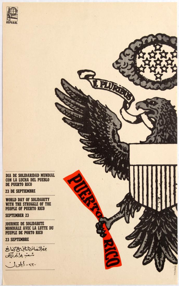 Cuba Propaganda Poster OSPAAAL People of Puerto Rico: Original vintage Cuban propaganda poster World Day of Solidarity With the Struggle of the People of Puerto Rico September 23 published by the Organisation of Solidarity with the People of Asia Africa