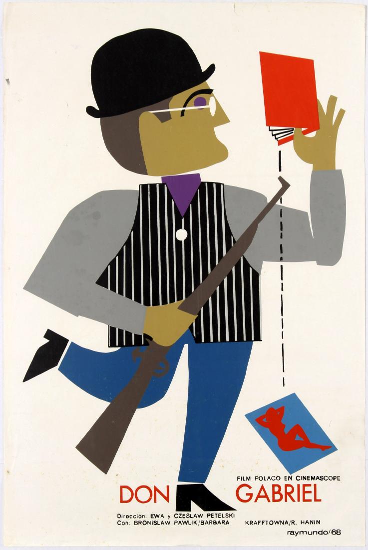 Cuba Movie Poster Don Gabriel Raymundo 1966: Original vintage movie poster for Cuban release of Polish war comedy Don Gabriel directed by Ewa Petelska and Czeslaw Petelski starring Bronislaw Pawlik, Igor Smialowski and Barbara Krafftonwa. It is 