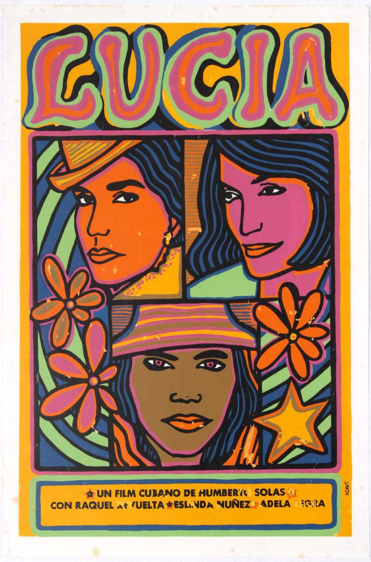 Cuba Movie Poster Lucia 1968: Original vintage movie poster for Cuban drama Lucia directed by Humberto Solas starring Raquel Revuelta, Eslinda NÃºÃ±ez and Adela LegrÃ¡. Traces episodes in the lives of three Cuban women, each