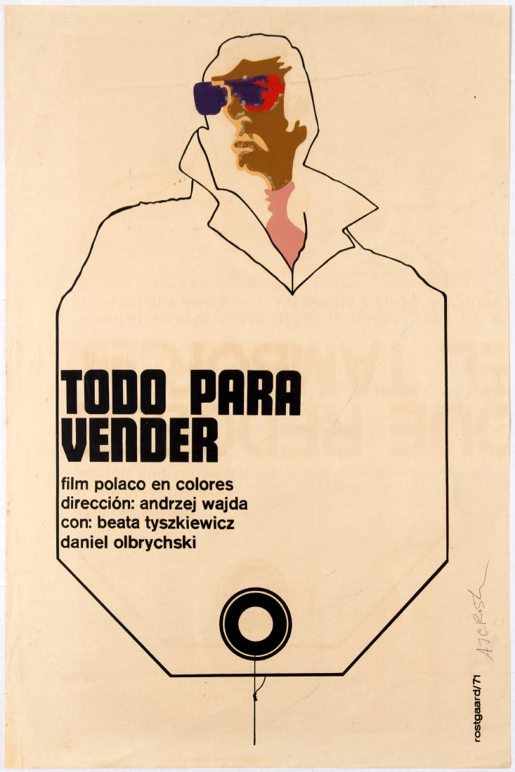 Cuba Movie Poster Everything For Sale Rostgaard 1971: Original vintage movie poster for Todo Para Vender - Cuban release of Polish drama directed by Andrzej Wajda starring Beata Tyszkiewicz, Elzbieta Czyzewska, Andrzej Lapicki and Daniel Olbrychski. The 