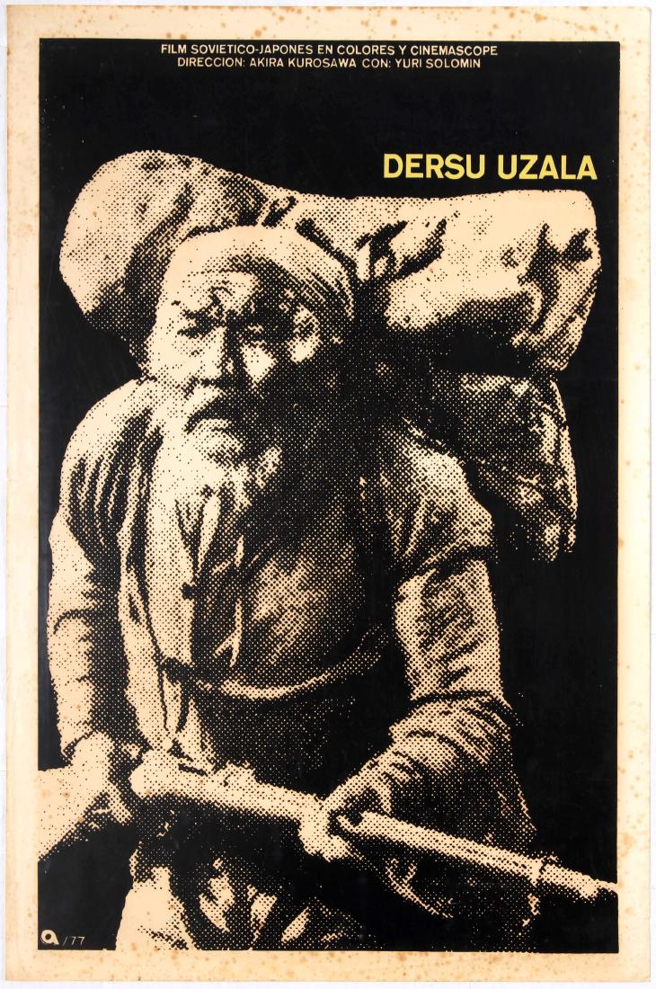 Cuba Movie Poster Dersu Uzala USSR Japan: Original vintage movie poster for Cuban release of Soviet-Japanese adventure drama Dersu Uzala directed by Akira Kurosawa starring Maksim Munzuk, Yuriy Solomin and Mikhail Bychkov. The Russian army se