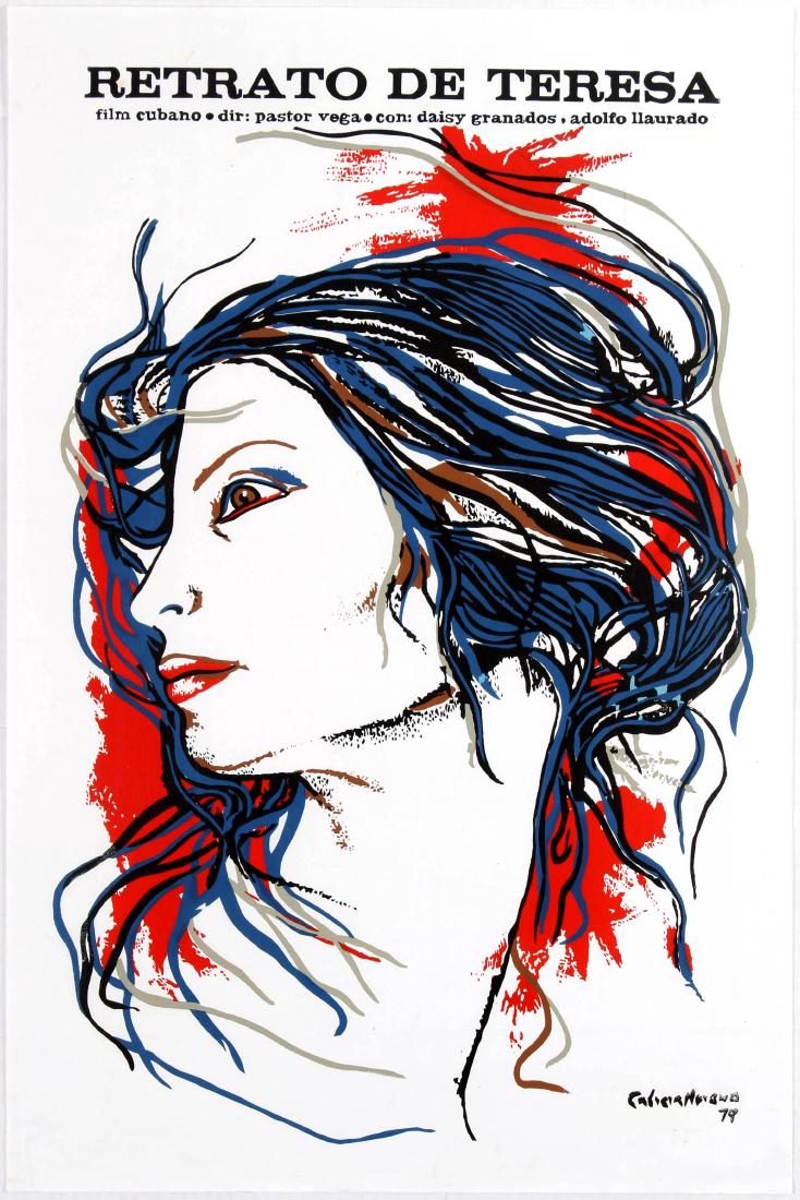 Cuba Movie Poster Portrait of Teresa 1979: Original vintage movie poster for Cuban drama film Portrait of Teresa (Retrato de Teresa) directed by Pastor Vega starring Daisy Granados. It was entered into the 11th Moscow International Film Festiv